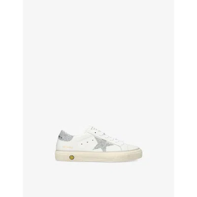Golden Goose Silver Com Kids' May Leather Low-top Trainers Eur 38 / 5 Uk