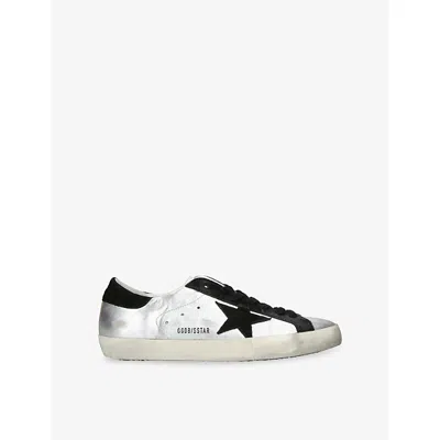 Golden Goose Kids' Silver Com Super Star Leather Trainers Eur 45 / 11 Uk