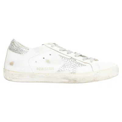 Golden Goose Silver Crystal Distressed Sneakers
