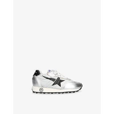 Golden Goose Silver Kids' Marathon Leather And Nylon Low-top Trainers Eur 24 / 7 Uk