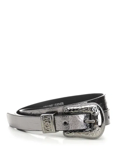 Golden Goose Silver Leather Belt Belts Silver
