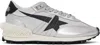 Golden Goose Marathon Running Sneakers In Laminated Leather In 60246 Silver/black