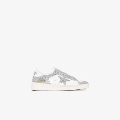 GOLDEN GOOSE SILVER STARDAN LEATHER SNEAKERS