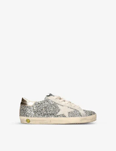 Golden Goose Boys Silver Kids Super Star Glitter Woven Trainers 9-10 Years