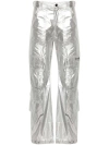 Golden Goose Cargo Pants Metallic Multiple Pockets In Silver