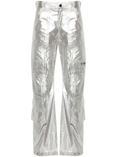 Golden Goose Wide-leg Cargo Trousers In Silver