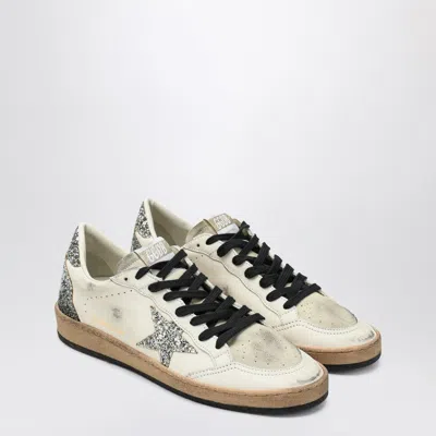 GOLDEN GOOSE GOLDEN GOOSE SILVER/WHITE BALLSTAR SNEAKER WITH GLITTER WOMEN
