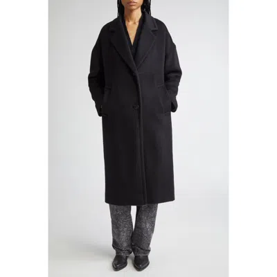 Golden Goose Single Breaste Wool Blend Coccon Coat In Black