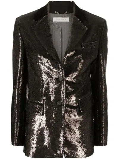 GOLDEN GOOSE SINGLE-BREASTED BLACK SEQUIN BLAZER