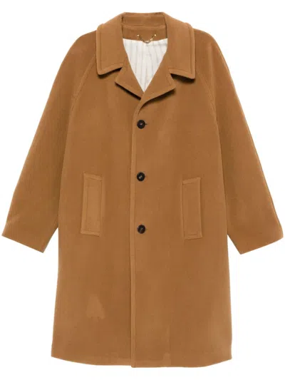 Golden Goose Journey Herringbone Virgin Wool Coat In Brown