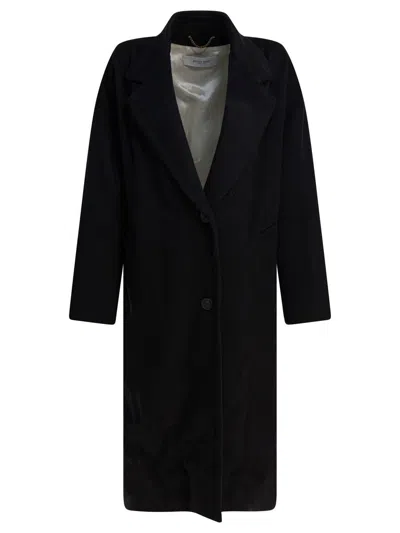 Golden Goose Single-breasted Cocoon Coat Long Sleeves In Black