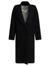 Golden Goose Single-breasted Cocoon Coat Coats Black In Black