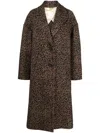 Golden Goose Single-breasted Cocoon Wool Coat With Jacquard Motif Clothing In Brown
