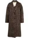 Golden Goose Single-breasted Cocoon Wool Coat With Jacquard Motif Clothing In Brown