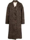 Golden Goose Single-breasted Cocoon Wool Coat With Jacquard Motif Clothing In Brown