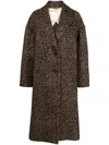 Golden Goose Single-breasted Cocoon Wool Coat With Jacquard Motif Clothing In Brown