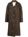 Golden Goose Single-breasted Cocoon Wool Coat With Jacquard Motif Clothing In Brown
