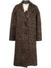 Golden Goose Single-breasted Cocoon Wool Coat With Jacquard Motif Clothing In Brown