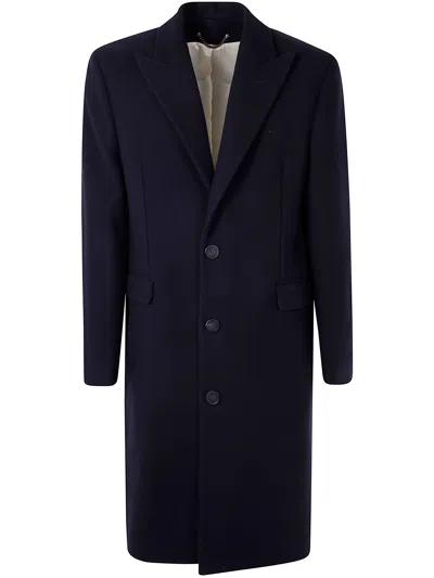 Golden Goose Single-breasted Wool Coat Coats Blue In Black