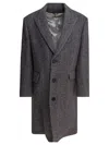 Golden Goose Single-breasted Herringbone Coat In Gray