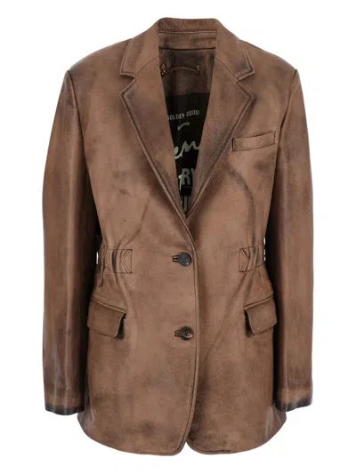 GOLDEN GOOSE SINGLE-BREASTED LEATHER JACKET