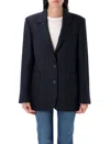 Golden Goose Single-breasted Pin Stripes Blazer In Blue