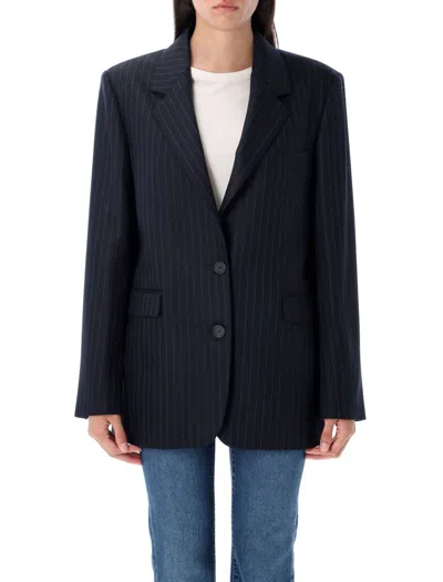 Golden Goose Single-breasted Pin Stripes Blazer In Blue