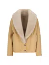 Golden Goose Women's Sheepskin Jacket With A Wide Shearling Shawl Collar In Beige