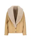 Golden Goose Women's Sheepskin Jacket With A Wide Shearling Shawl Collar In Beige