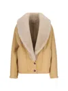Golden Goose Women's Sheepskin Jacket With A Wide Shearling Shawl Collar In Lark Beige