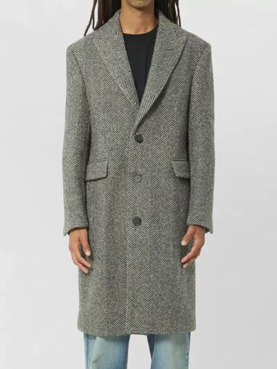 Golden Goose Single Breasted Wool Coat Long Length In Gray