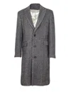 Golden Goose Single-breasted Herringbone Coat In Gray