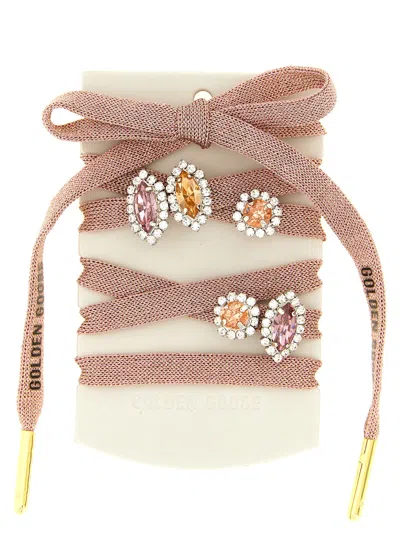 Golden Goose Skin Spargkling Shoelaces In Burgundy