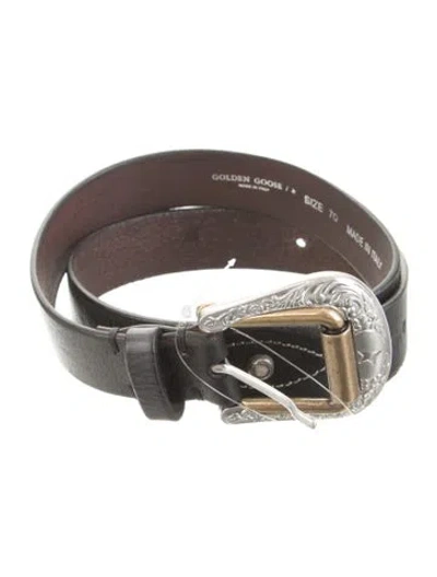 Pre-owned Golden Goose Skinny Leather Belt In Black
