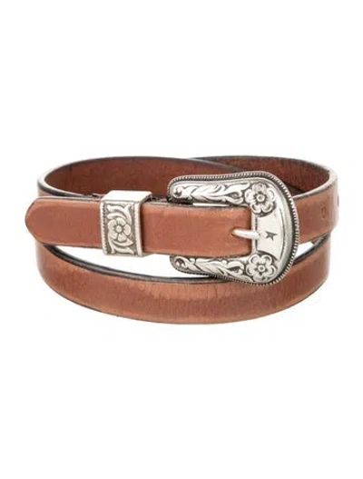 Pre-owned Golden Goose Skinny Leather Belt In Brown