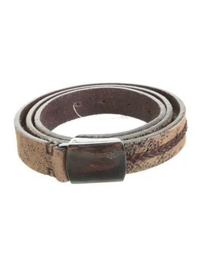 Pre-owned Golden Goose Skinny Leather Belt Kit In Brown