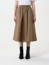 Golden Goose Flared Skirt With Zip In Light Brown Women In Beige