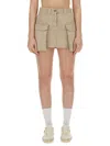 Golden Goose Worker Cotton Asymmetrical Mini Skirt In Beige
