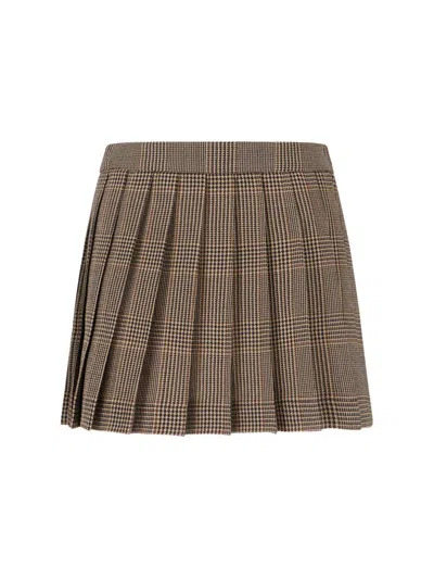 Golden Goose Midi And Mini Skirt With Checkered Pattern In Brown
