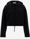 Golden Goose Black Chenille Cropped Hoodie In Sky Captain