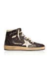 Golden Goose Sky Star Leather High-top Sneaker In Black