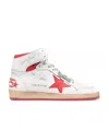 Golden Goose Sky-star Sneakers With Signature On The Ankle And Red Leather Inserts In White