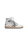 Golden Goose ' Sky-star' White Leather Sneakers With Ankle Signature And Leo Pony Hair Inserts In White