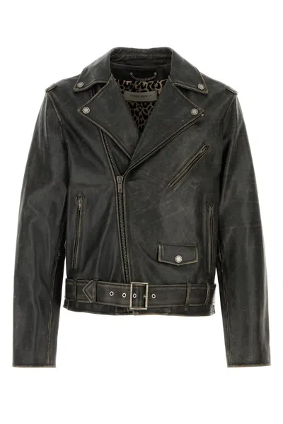 GOLDEN GOOSE SLATE LEATHER JACKET