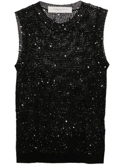 GOLDEN GOOSE SLEEVELESS BLACK KNITTED TOP