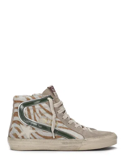 Golden Goose Slide Classic Horsy Upper Suede Toe And Tongue Lea In Multi