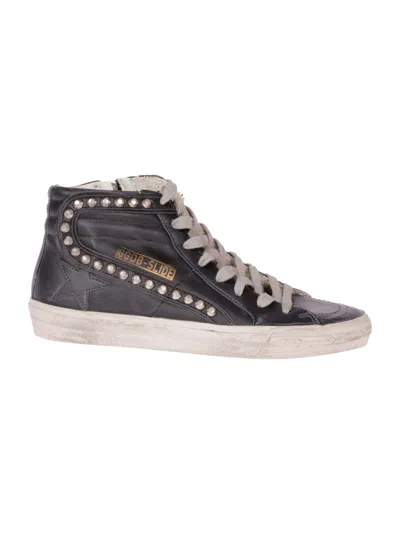 Golden Goose Slide Classic Leather Upper Studs In Black