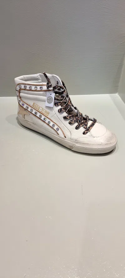 Golden Goose Slide Crystal-embellished Hi-top Sneakers In Gray