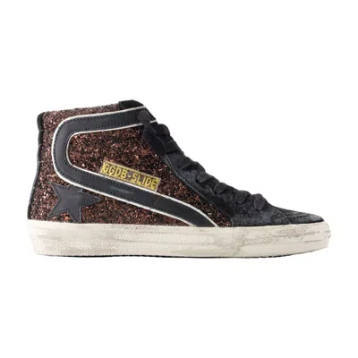 Golden Goose Slide Glitter Sneakers In Brown