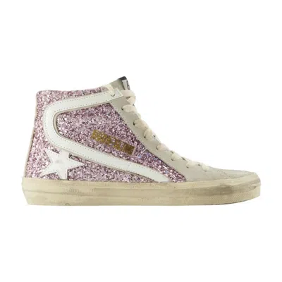 Golden Goose "slide" Glitter Upper Suede Toe Shiny Leather Star And Wave Leather List In Multi